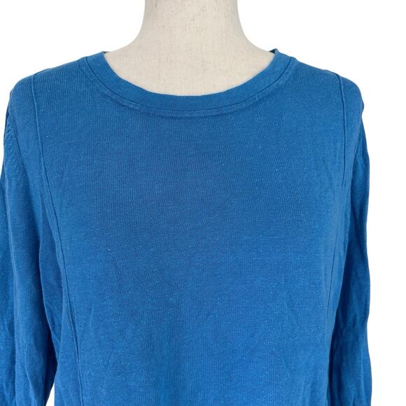 J. Jill Blue Linen Sweater Top Large Linen & Cotton Blend Lagenlook Breezy Boho - Picture 4 of 10
